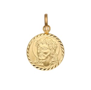 Zawieszka Złota - Medalik Wypukły z Jezusem Chrystusem