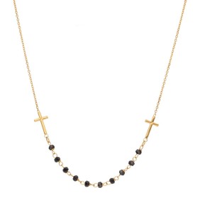 Naszyjnik Złoty - Krzyżyki z Czarną Cyrkonią