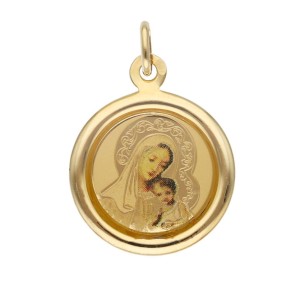 Zawieszka Złota - Medalik Matka Boska z Dzieciątkiem II