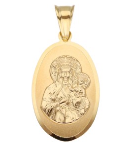 Zawieszka Złota - Medalik Matka Boska Częstochowska w Owalu Dużym