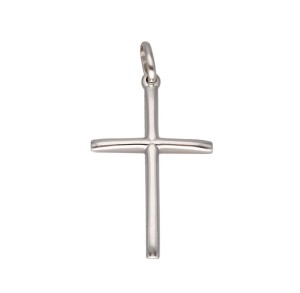 Zawieszka Złota - Biały Krzyżyk Gładki Wypukły