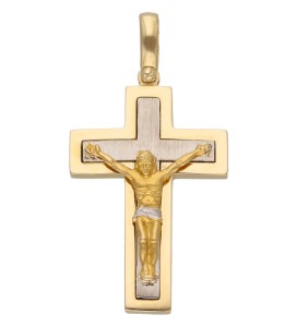 Zawieszka Złota - Krzyż Duo z Jezusem Duży II
