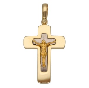 Zawieszka Złota - Krzyż Duo z Jezusem Duży III