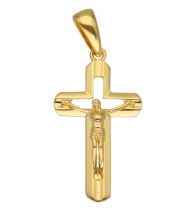 Zawieszka Złota - Krzyż Duży Pusty z Jezusem