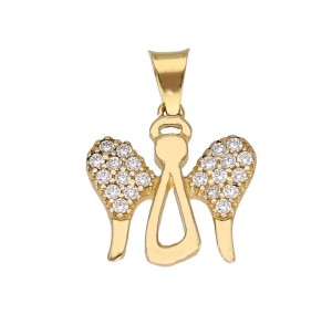 Zawieszka Złota - Aniołek z Cyrkonią IV