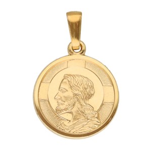 Zawieszka Złota - Medalik Okrągły z Jezusem Mały