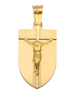 Zawieszka Złota - Medalik z Jezusem na Grawerowanej Blaszce II