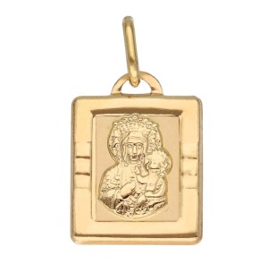 Zawieszka Złota - Medalik Prostokątny IV Matka Boska Częstochowska