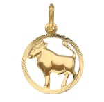 Zawieszka Złota - Znak Zodiaku Byk w Kole