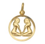 Zawieszka Złota - Znak Zodiaku Bliźnięta w Kole