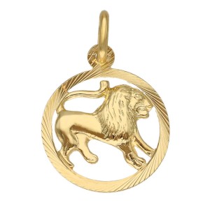 Zawieszka Złota - Znak Zodiaku Lew w Kole