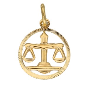 Zawieszka Złota - Znak Zodiaku Waga w Kole