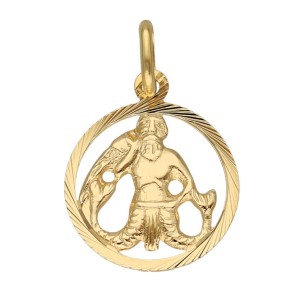 Zawieszka Złota - Znak Zodiaku Wodnik w Kole