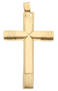 Zawieszka Złota - Grawerowany Duży Krzyżyk II