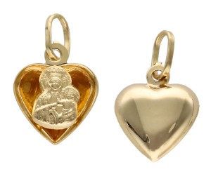 Zawieszka Złota - Medalik Matka Boska Częstochowska w Sercu Małym