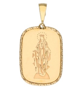 Zawieszka Złota - Medalik Matka Boska Niepokalana na Blaszce
