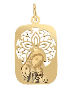 Zawieszka Złota - Medalik Matka Boska z Dzieciątkiem III