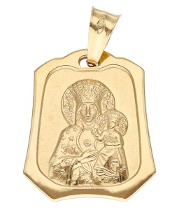 Zawieszka Złota - Medalik Matka Boska Częstochowska w Rombie