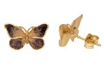 Kolczyki Złote - Motyl Ciemny Fiolet