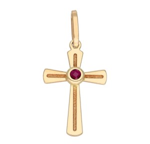 Zawieszka Złota - Krzyżyk Cyrkonia Bordowa