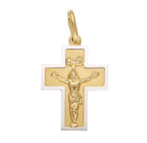 Zawieszka Złota - Krzyż Duo z Jezusem Mały III