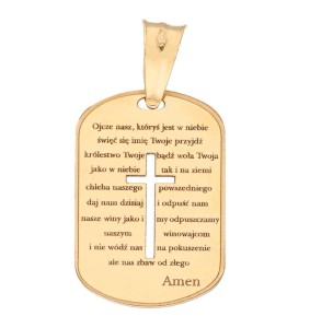 Zawieszka Złota - Medalik z Modlitwą na Blaszce III