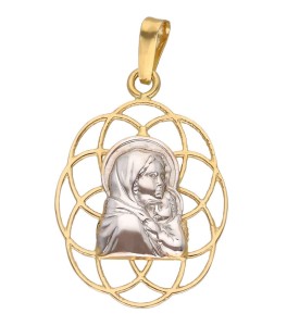Zawieszka Złota - Matka Boska z Dzieciątkiem Duo Ażurowa