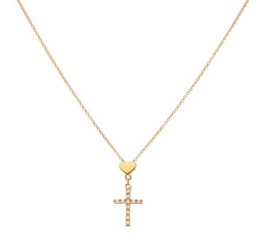 Naszyjnik Złoty - Krzyżyk z Białą Cyrkonią