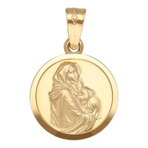 Zawieszka Złota - Medalik Matka Boska z Dzieciątkiem V