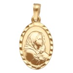 Zawieszka Złota - Medalik Matka Boska z Dzieciątkiem - Owal