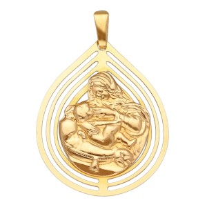 Zawieszka Złota - Matka Boska Karmiąca w Ażurowej Dużej Łezce