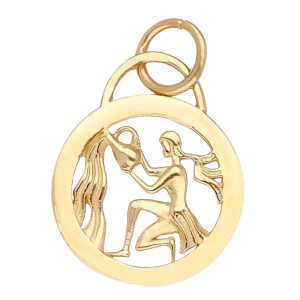 Zawieszka Złota - Znak Zodiaku Wodnik w Małym Kole