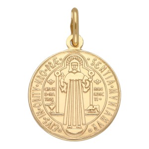 Zawieszka Złota - Medalik Św. Benedykt Średni II