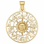 Zawieszka Złota - Znaki Zodiaków i Słońce Dwustronne