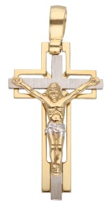 Zawieszka Złota - Krzyż Duo z Jezusem Duży